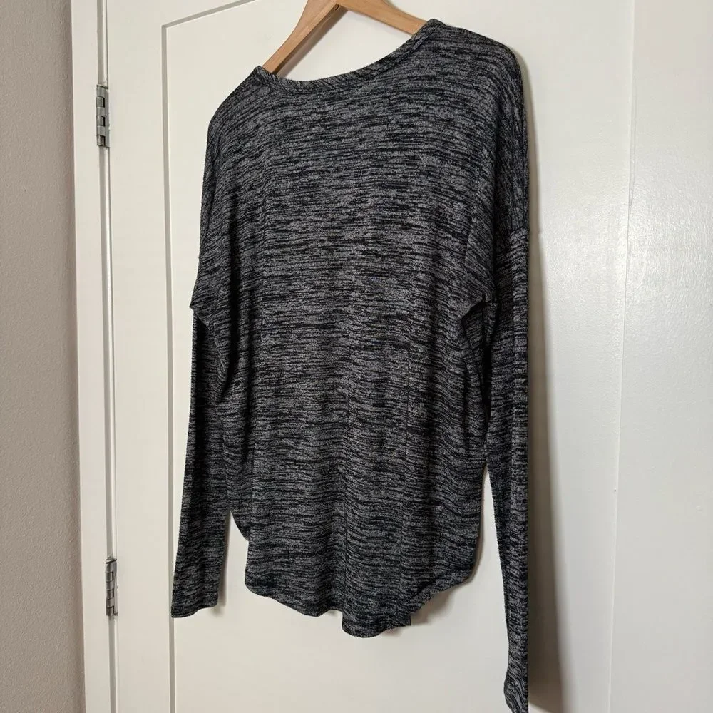 Rag & Bone Sweater Womens Sz L Heather Gray Knit Long Sleeve Stretch Lightweight - Picture 6 of 11